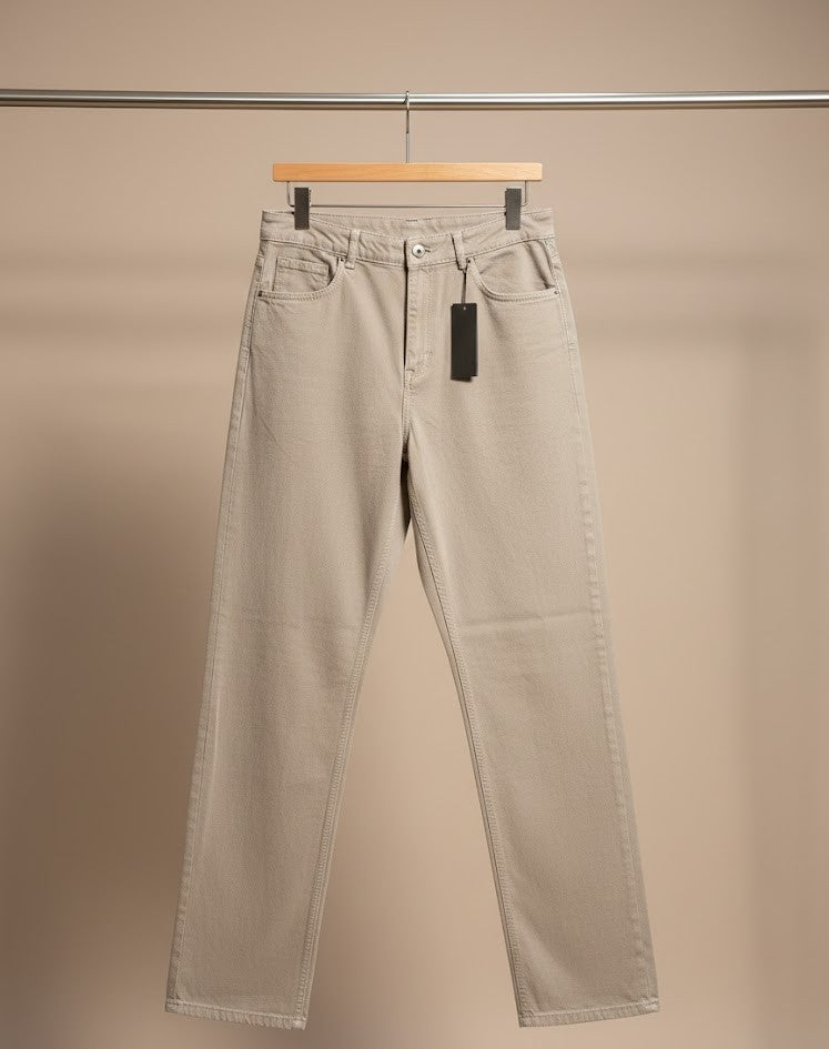 The Signature Wide-Leg Denim - Beige