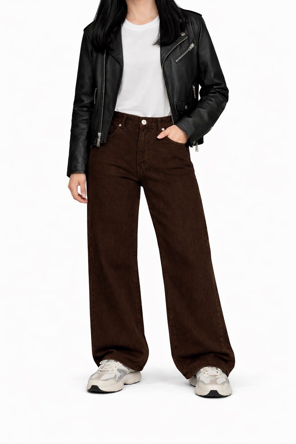 The Signature Wide-Leg Denim - Dark Brown